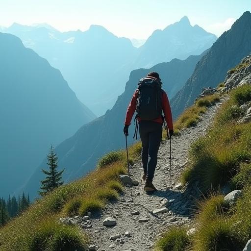 Wanderer auf Hochgebirgspfad